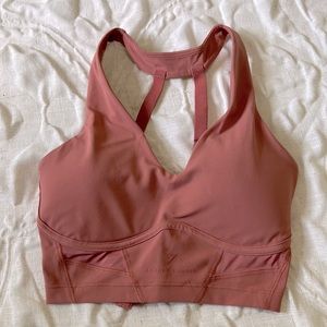 Whitney Simmons Gymshark Longline Sports Bra in Canyon Red